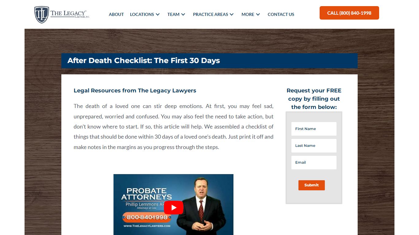 Free Guide: After Death Checklist - The Legacy Lawyers