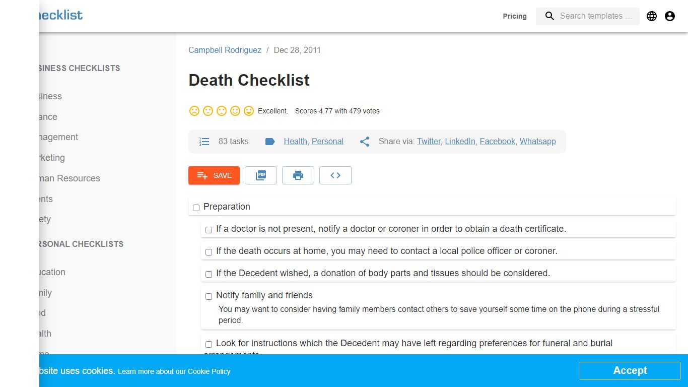 Death Checklist (83 tasks) [PDF & Printable]